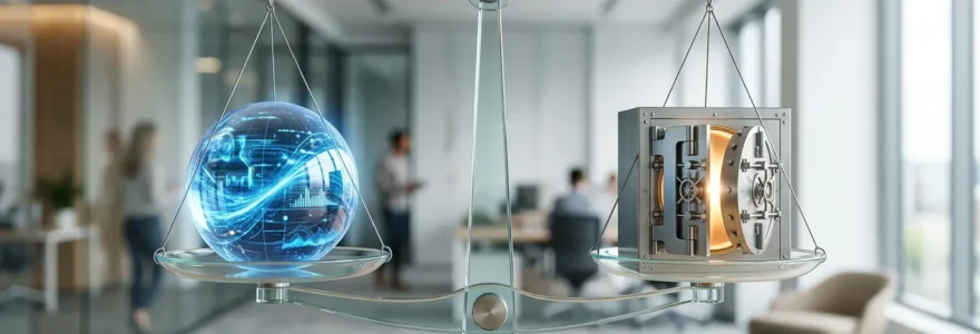 Équilibre entre protection des données et analyse web, représentant la conformité RGPD