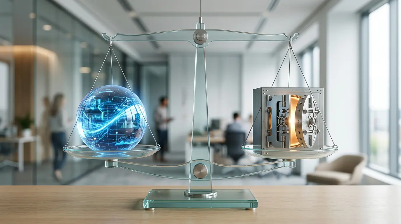 Équilibre entre protection des données et analyse web, représentant la conformité RGPD