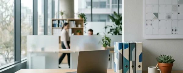 Bureau moderne avec documents RGPD et calendrier affichant 30 jours, symbolisant la gestion des demandes d'effacement de données