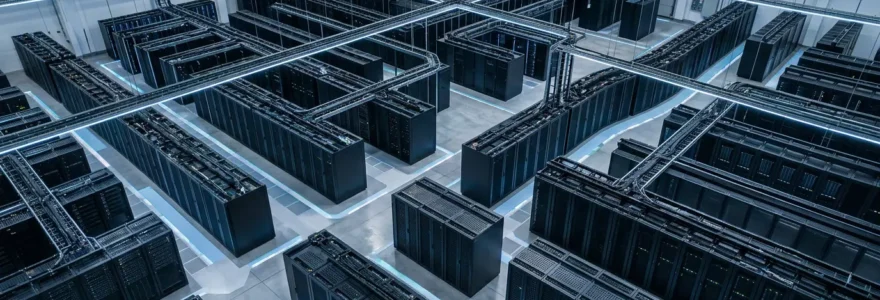 Architecture de silos sémantiques représentée par une structure hiérarchique complexe avec des connexions stratégiques