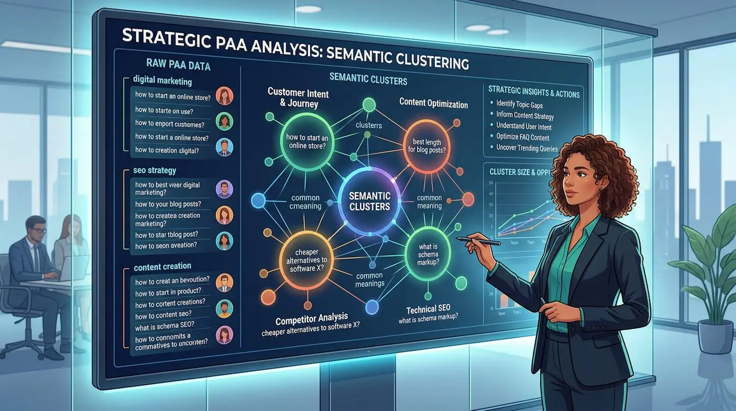 Analyse stratégique des questions People Also Ask sur Google avec clustering sémantique