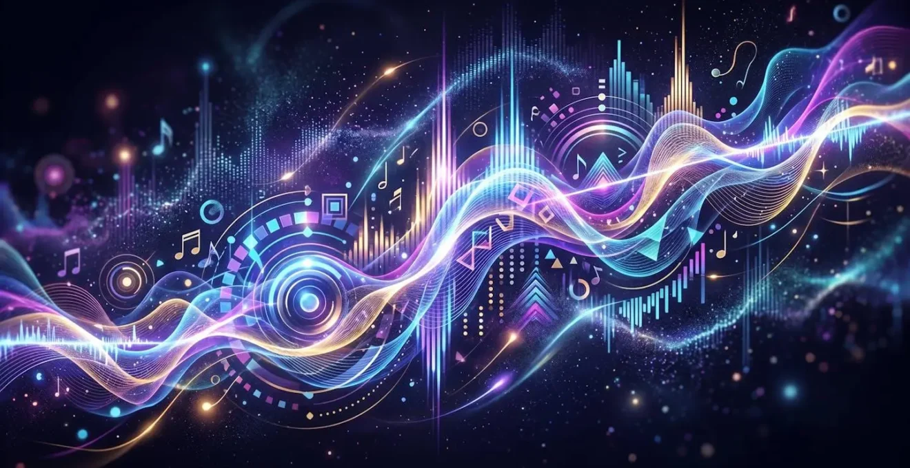 Composition abstraite représentant une signature audiovisuelle de marque