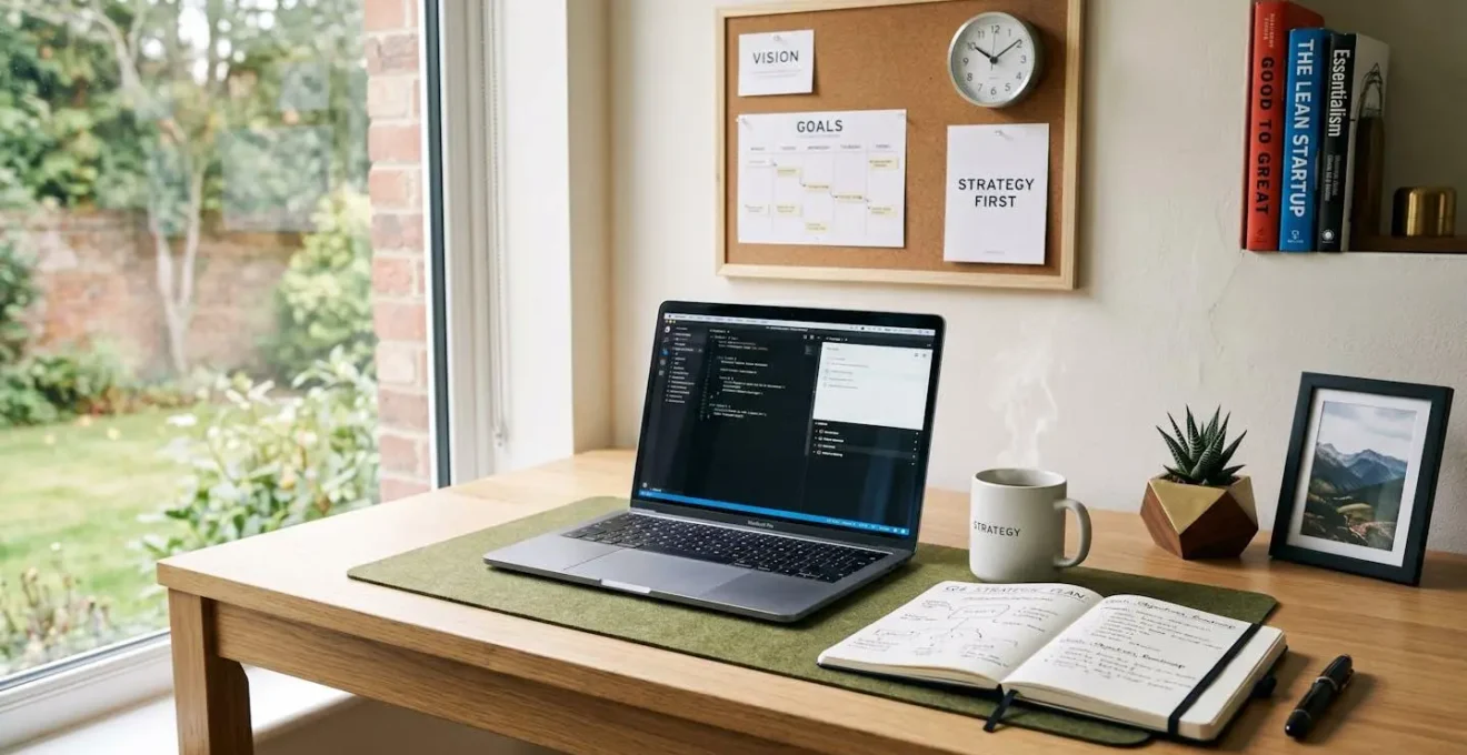 Environnement de bureau minimaliste avec vue sur un espace de travail stratégique