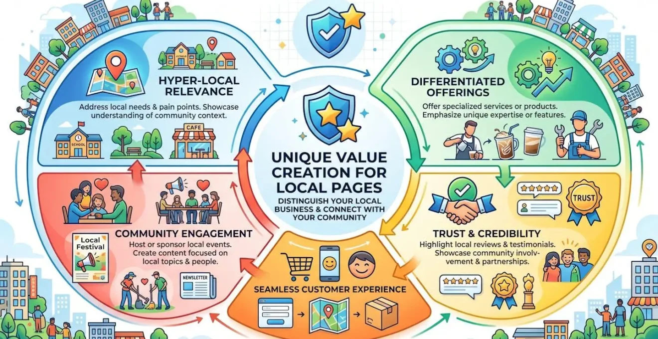 Représentation visuelle de la création de valeur unique pour des pages locales