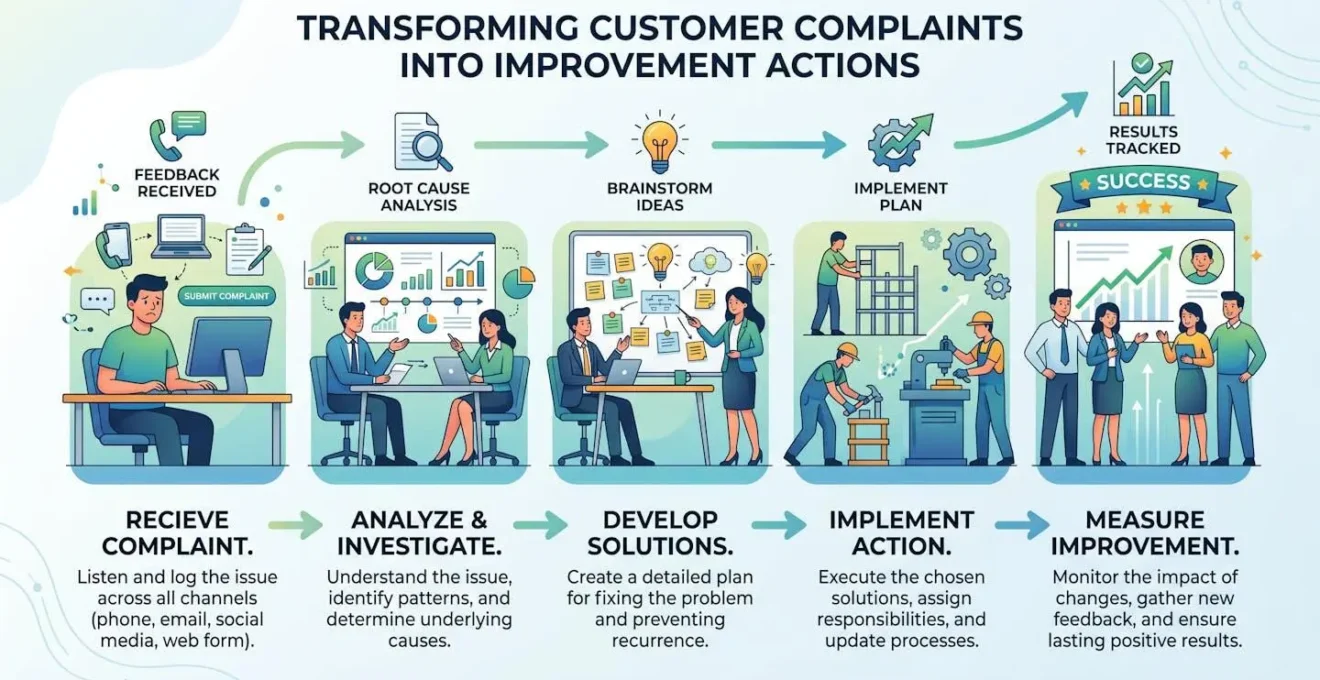 Processus de transformation d'une plainte client en action d'amélioration