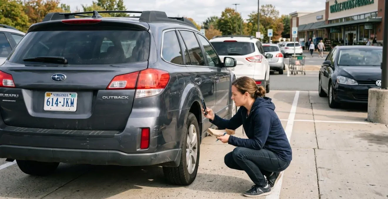 Un propriétaire inspecte attentivement l'extérieur de son véhicule avant une location entre particuliers